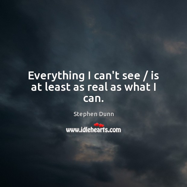 Everything I can’t see / is at least as real as what I can. Image