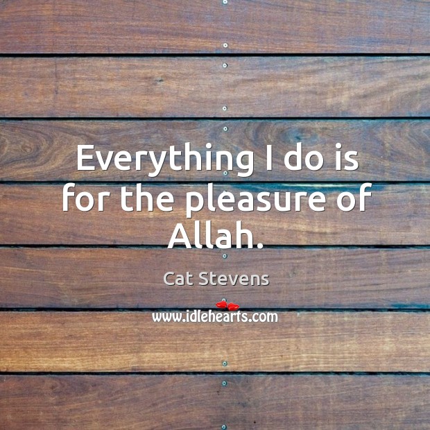 Everything I do is for the pleasure of allah. Cat Stevens Picture Quote