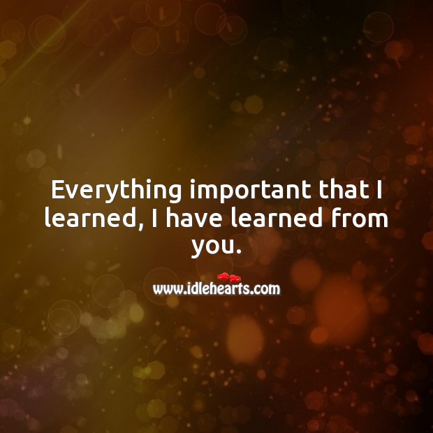 Everything important that I learned, I have learned from you. Image