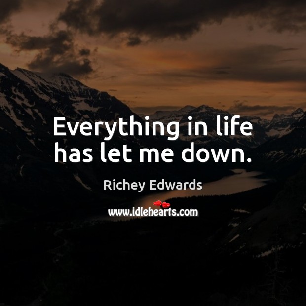 Everything in life has let me down. Richey Edwards Picture Quote