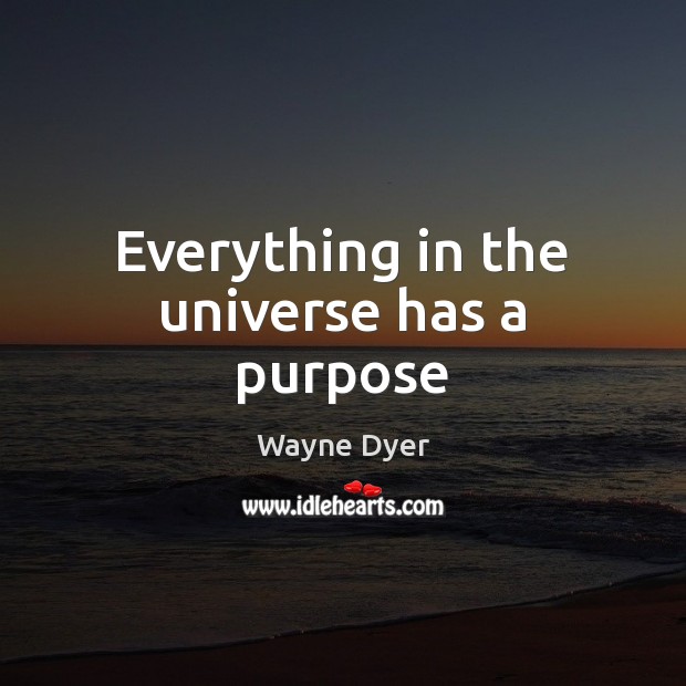 Everything in the universe has a purpose Wayne Dyer Picture Quote