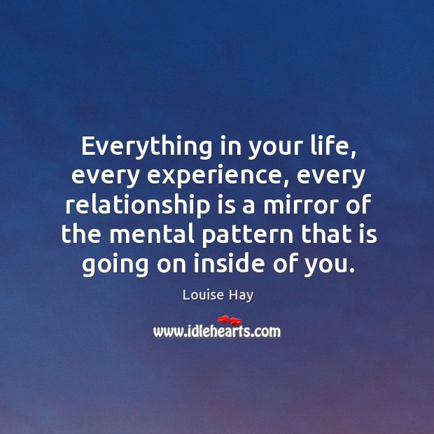 Everything in your life, every experience, every relationship is a mirror of Louise Hay Picture Quote