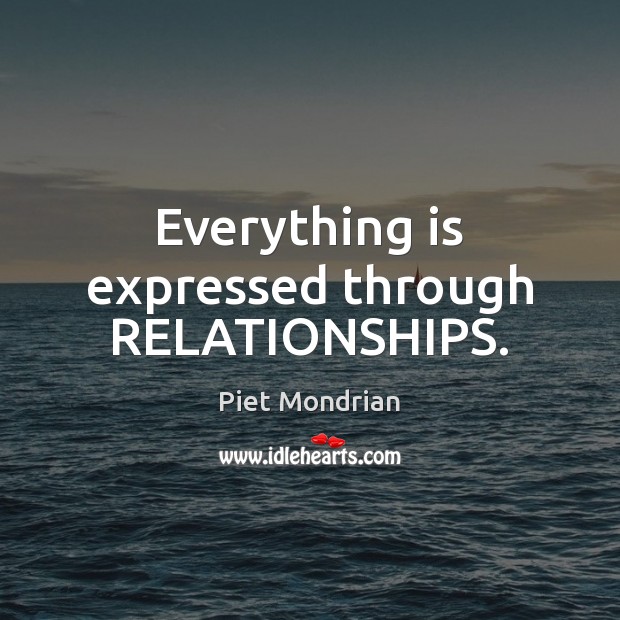 Everything is expressed through RELATIONSHIPS. Piet Mondrian Picture Quote