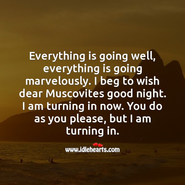 Everything is going well, everything is Good Night Quotes Image