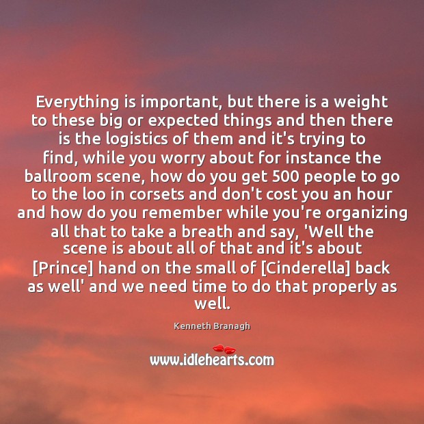 Everything is important, but there is a weight to these big or Kenneth Branagh Picture Quote