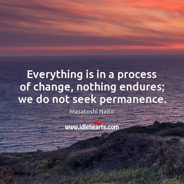 Everything is in a process of change, nothing endures; we do not seek permanence. Image
