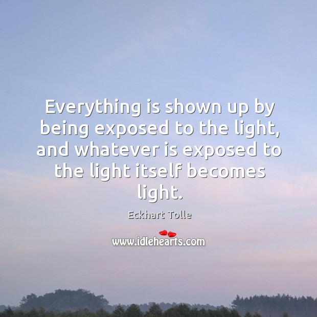 Everything is shown up by being exposed to the light, and whatever Eckhart Tolle Picture Quote