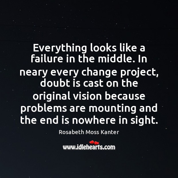 Everything looks like a failure in the middle. In neary every change Rosabeth Moss Kanter Picture Quote