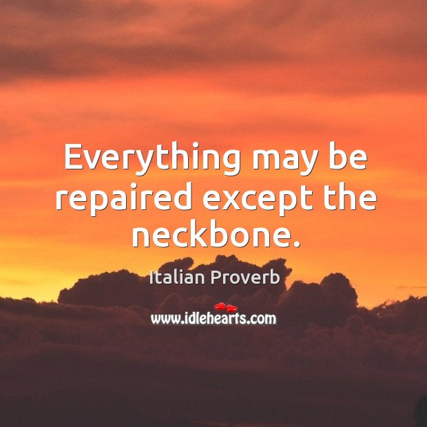 Everything may be repaired except the neckbone. Italian Proverbs Image