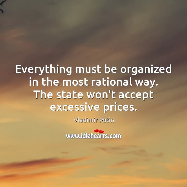 Everything must be organized in the most rational way. The state won’t Vladimir Putin Picture Quote
