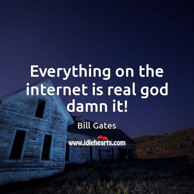 Everything on the internet is real God damn it! Bill Gates Picture Quote