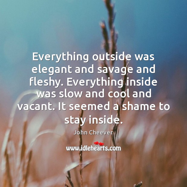 Everything outside was elegant and savage and fleshy. Everything inside was slow John Cheever Picture Quote