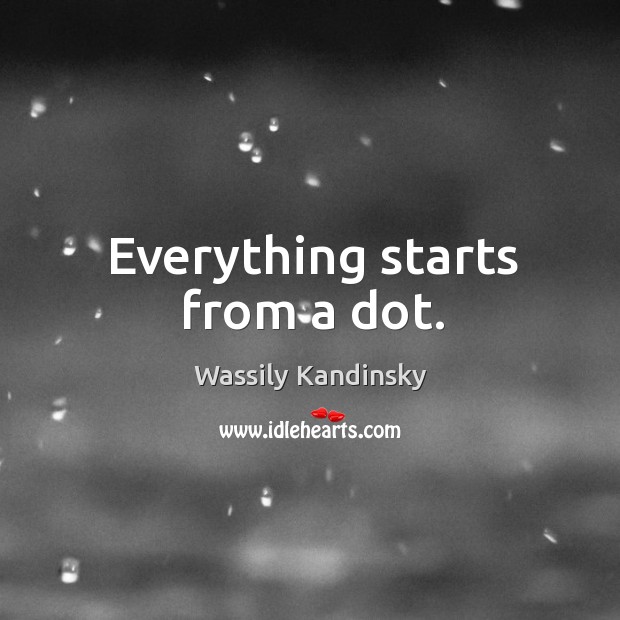 Everything starts from a dot. Wassily Kandinsky Picture Quote