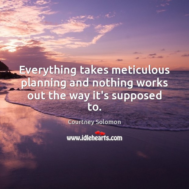 Everything takes meticulous planning and nothing works out the way it’s supposed to. Courtney Solomon Picture Quote