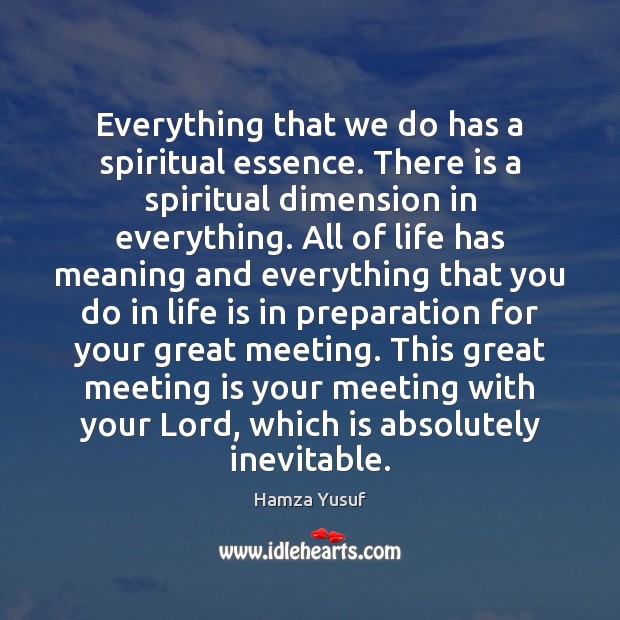 Everything that we do has a spiritual essence. There is a spiritual Hamza Yusuf Picture Quote