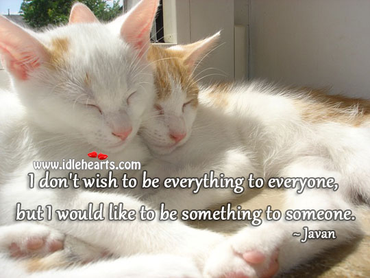 I don’t wish to be everything to everyone Javan Picture Quote