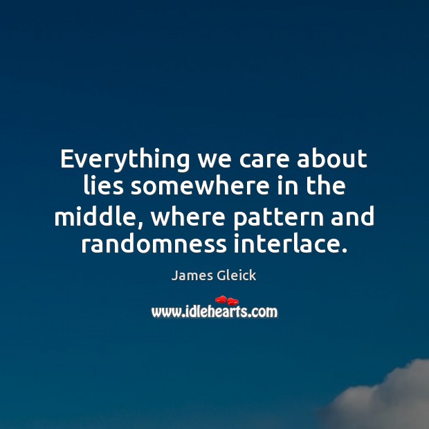 Everything we care about lies somewhere in the middle, where pattern and James Gleick Picture Quote