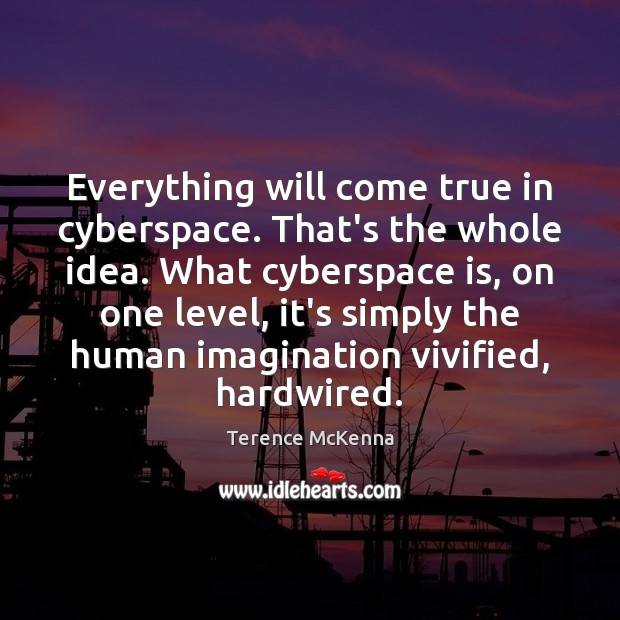 Everything will come true in cyberspace. That’s the whole idea. What cyberspace Terence McKenna Picture Quote