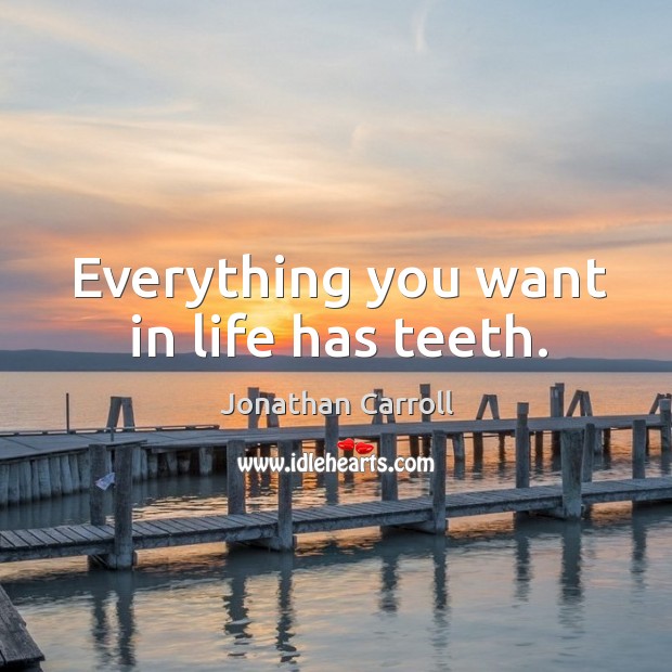 Everything you want in life has teeth. Jonathan Carroll Picture Quote