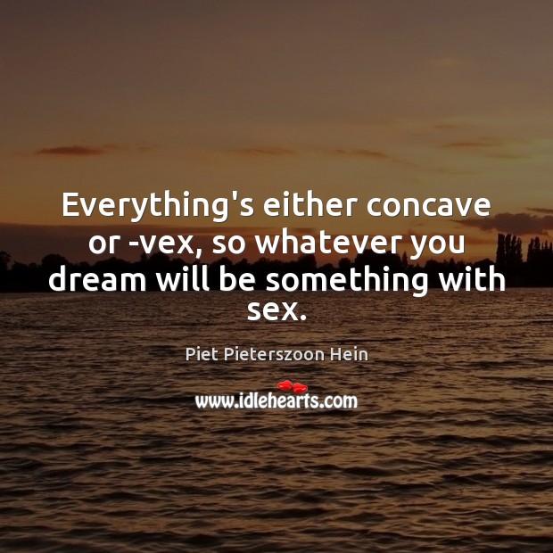 Everything’s either concave or -vex, so whatever you dream will be something with sex. Piet Pieterszoon Hein Picture Quote