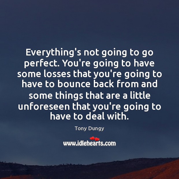 Everything’s not going to go perfect. You’re going to have some losses Tony Dungy Picture Quote