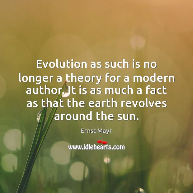 Evolution as such is no longer a theory for a modern author. Image