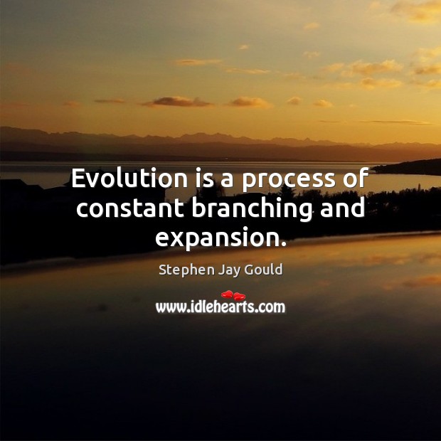 Evolution is a process of constant branching and expansion. Stephen Jay Gould Picture Quote