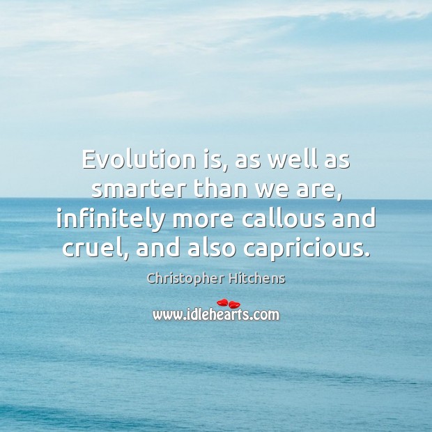 Evolution is, as well as smarter than we are, infinitely more callous Christopher Hitchens Picture Quote