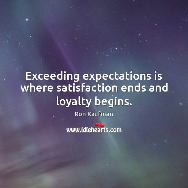 Exceeding expectations is where satisfaction ends and loyalty begins. Image