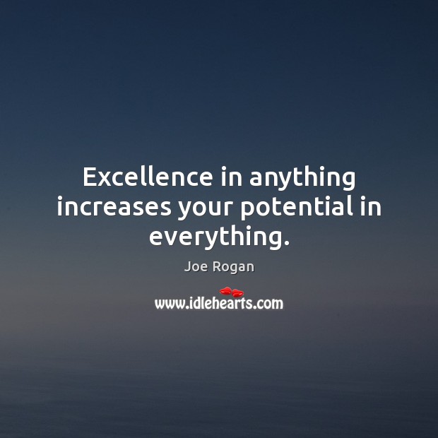 Excellence in anything increases your potential in everything. Joe Rogan Picture Quote