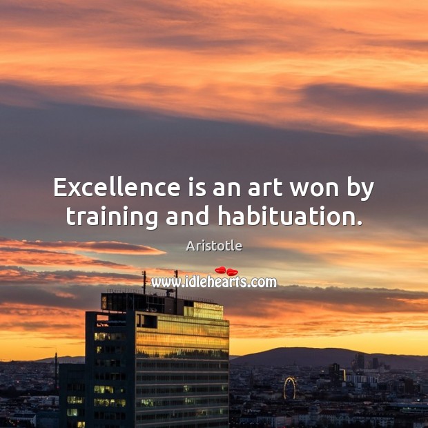 Excellence is an art won by training and habituation. Image