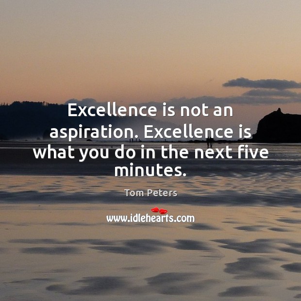 Excellence is not an aspiration. Excellence is what you do in the next five minutes. Image