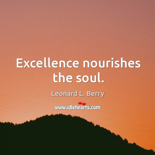 Excellence nourishes the soul. Leonard L. Berry Picture Quote
