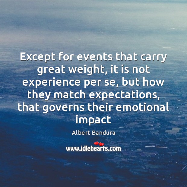 Except for events that carry great weight, it is not experience per Image