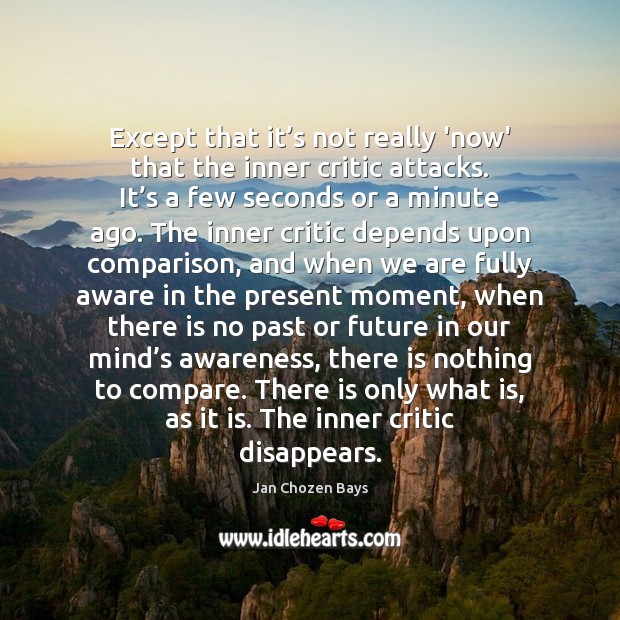 Except that it’s not really ‘now’ that the inner critic attacks. Jan Chozen Bays Picture Quote