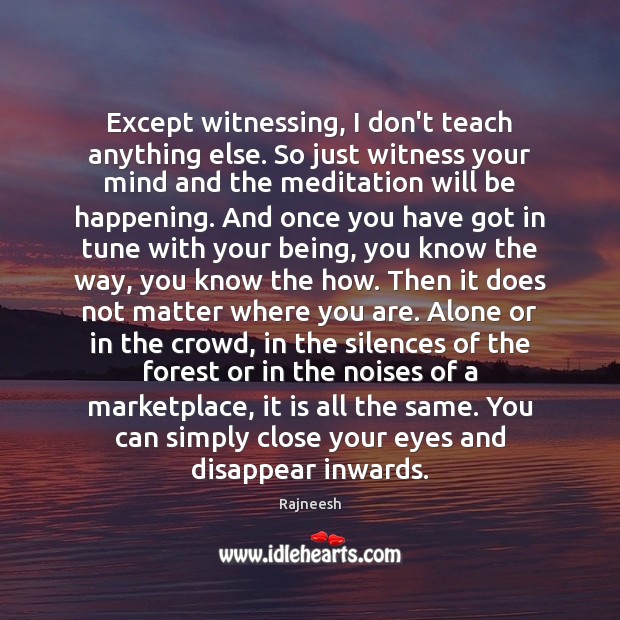 Except witnessing, I don’t teach anything else. So just witness your mind Image