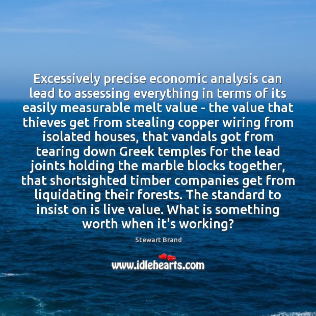 Excessively precise economic analysis can lead to assessing everything in terms of Stewart Brand Picture Quote