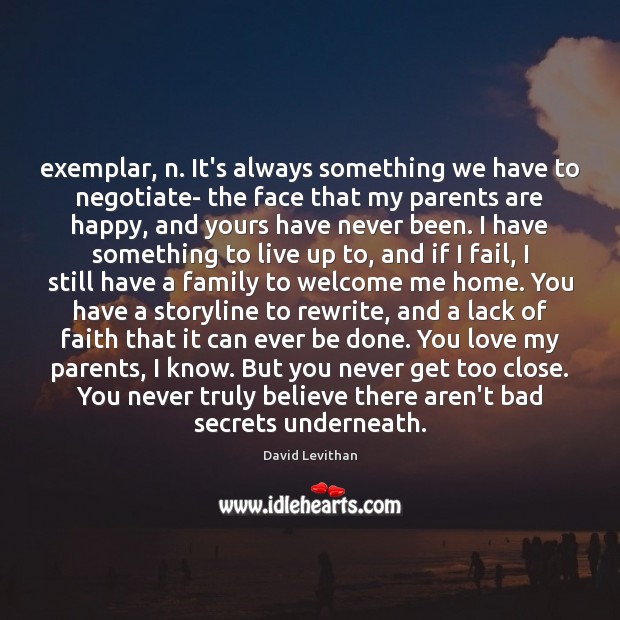Exemplar, n. It’s always something we have to negotiate- the face that David Levithan Picture Quote