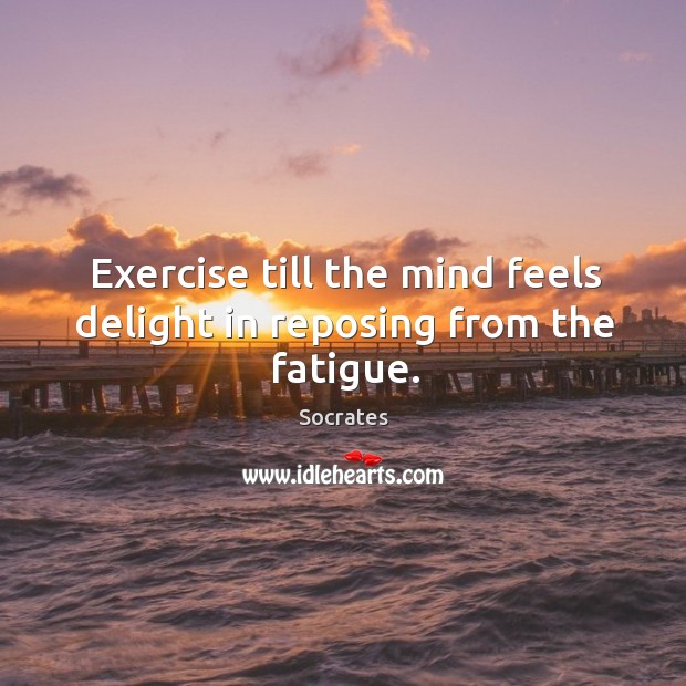 Exercise till the mind feels delight in reposing from the fatigue. Socrates Picture Quote