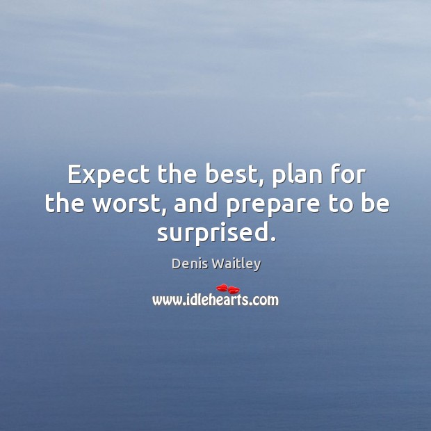 Expect the best, plan for the worst, and prepare to be surprised. Image