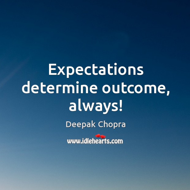 Expectations determine outcome, always! Image