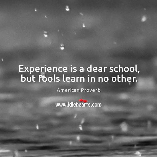 Experience is a dear school, but fools learn in no other. American Proverbs Image
