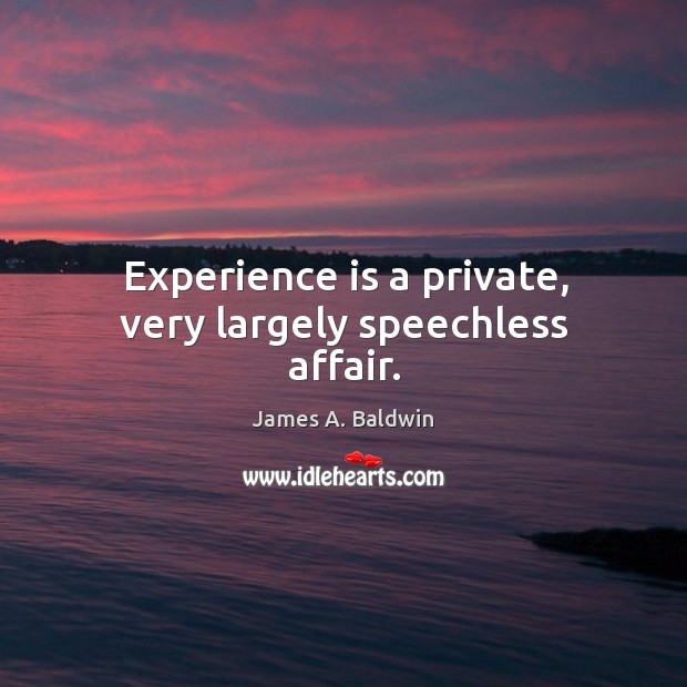 Experience is a private, very largely speechless affair. Image