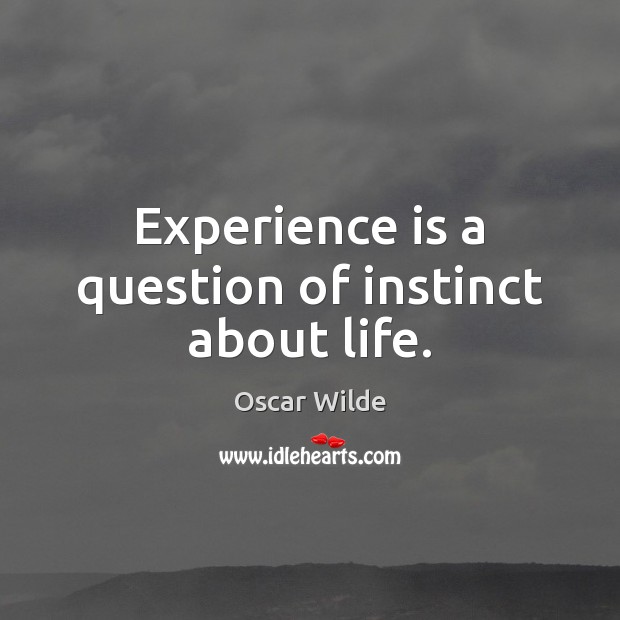Experience is a question of instinct about life. Image