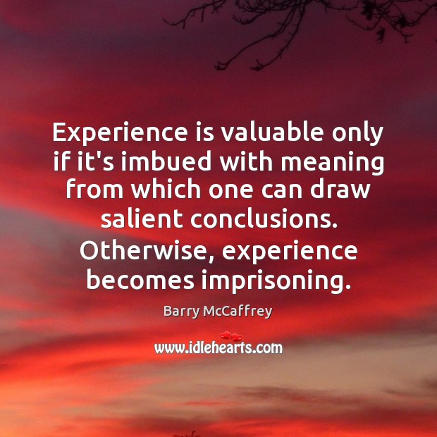 Experience is valuable only if it’s imbued with meaning from which one Experience Quotes Image