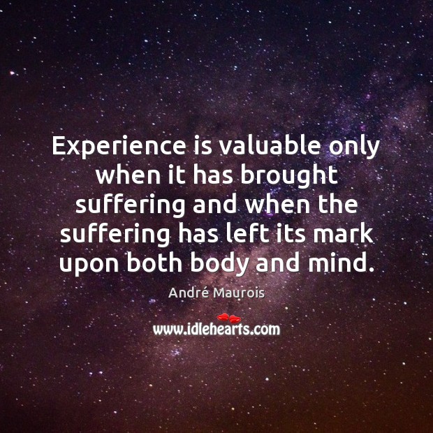 Experience is valuable only when it has brought suffering and when the Experience Quotes Image