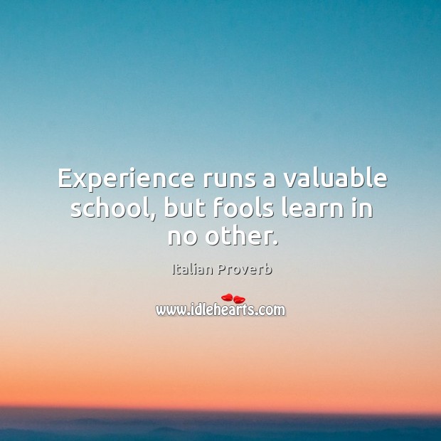 Experience runs a valuable school, but fools learn in no other. Image