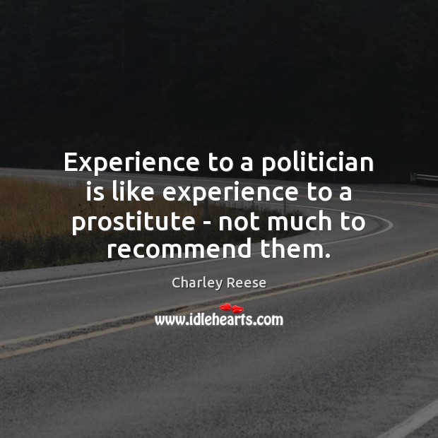 Experience to a politician is like experience to a prostitute – not Image