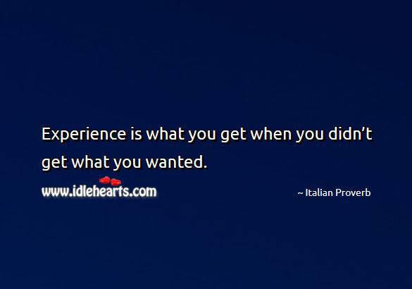 Experience is what you get when you didn’t get what you wanted. Image