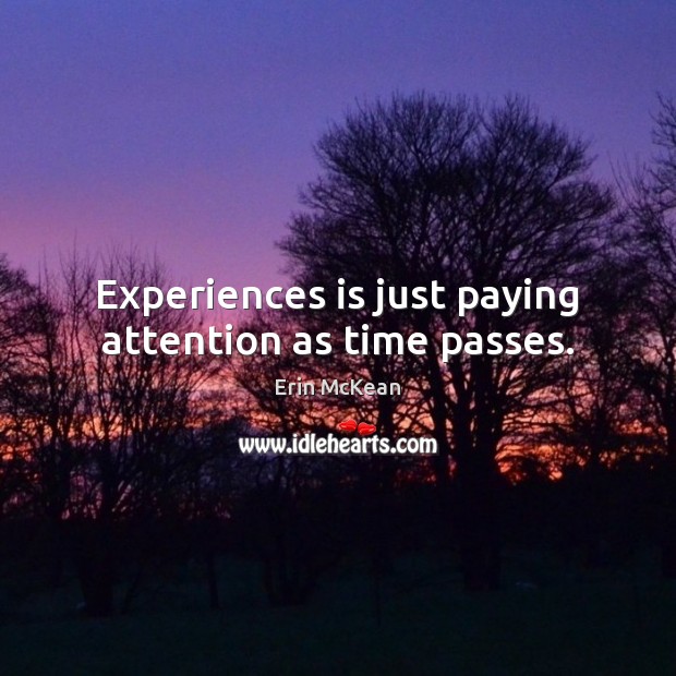 Experiences is just paying attention as time passes. Erin McKean Picture Quote